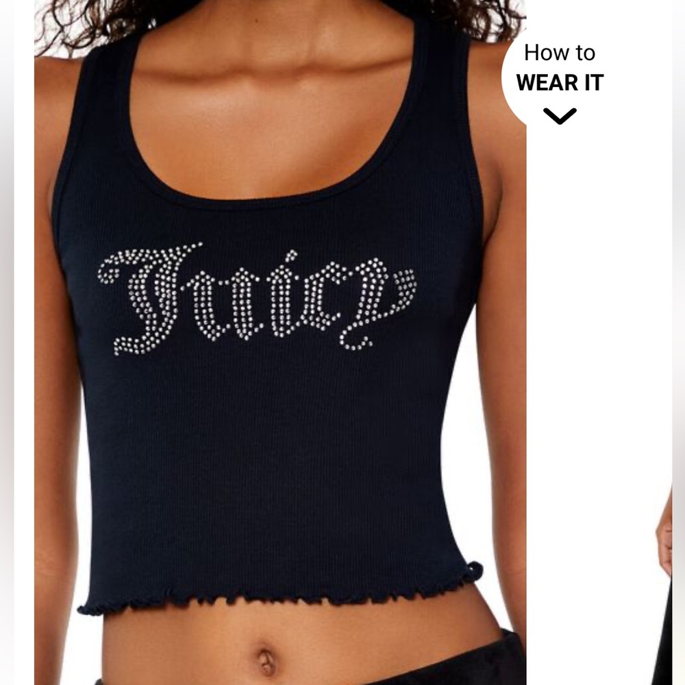 Juicy Couture 90s bedazzled crop logo tank top
